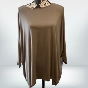 Marlawynne Boxy Bateau Neck Top, Olive, Small